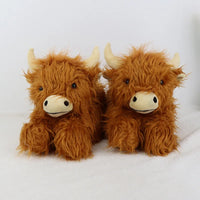 HKM-358931 Highland Cow Plush Slippers for Kids and Adults - Soft and Cute Winter House Shoes