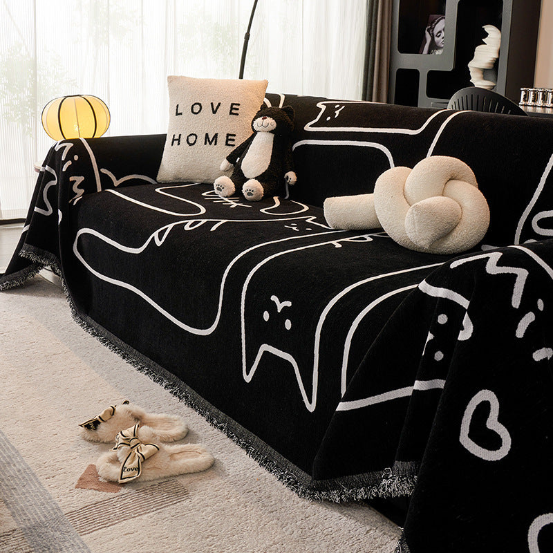 HKM-358995 Full Coverage Anti-Scratching Sofa Cover in Stripes and Cartoon Designs