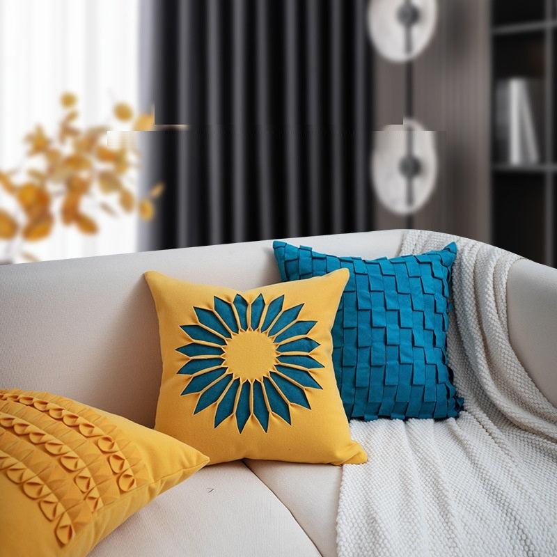 HKM-359059 Modern Minimalist Geometric Sunflower Pillow Cover for Living Room and Bed - Various Sizes Available