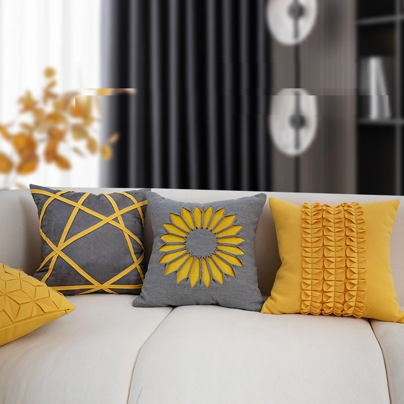 HKM-359059 Modern Minimalist Geometric Sunflower Pillow Cover for Living Room and Bed - Various Sizes Available
