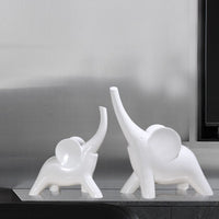 HKM-359187 Rose Gold and White Elephant Ornaments – Modern Simplicity Resin Décor Piece