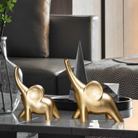 HKM-359187 Rose Gold and White Elephant Ornaments – Modern Simplicity Resin Décor Piece