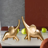 HKM-359187 Rose Gold and White Elephant Ornaments – Modern Simplicity Resin Décor Piece
