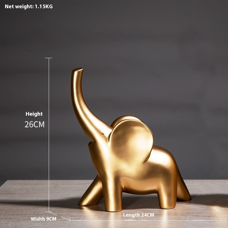 HKM-359187 Rose Gold and White Elephant Ornaments – Modern Simplicity Resin Décor Piece