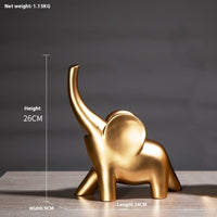 HKM-359187 Rose Gold and White Elephant Ornaments – Modern Simplicity Resin Décor Piece