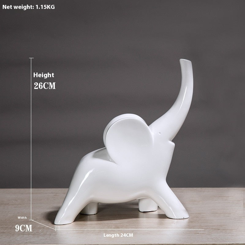 HKM-359187 Rose Gold and White Elephant Ornaments – Modern Simplicity Resin Décor Piece