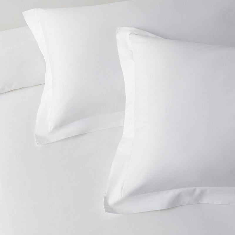 HKM-359251 Pure White Long-Staple Cotton Four-Piece Bedding Set with Bed Sheet, Quilt Cover, and Pillowcases