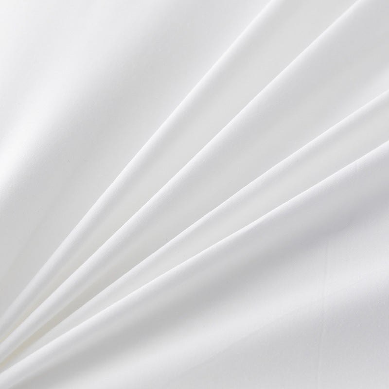 HKM-359251 Pure White Long-Staple Cotton Four-Piece Bedding Set with Bed Sheet, Quilt Cover, and Pillowcases