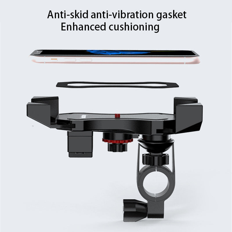 HKM-359315 Universal Motorcycle and Bicycle Phone Holder with Anti-Skid Design and One-Key Lock for 4-6.5 Inch Devices