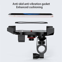 HKM-359315 Universal Motorcycle and Bicycle Phone Holder with Anti-Skid Design and One-Key Lock for 4-6.5 Inch Devices