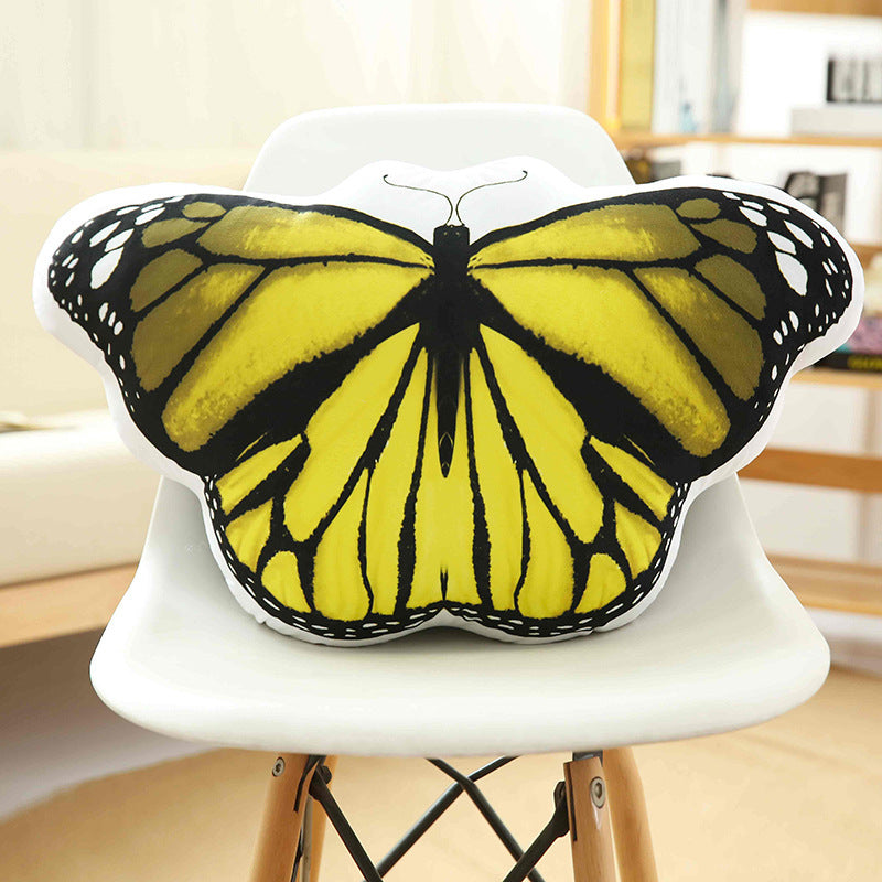 HKM-359379 Butterfly-Shaped Siesta Pillow in Orange, Blue, and Yellow - Soft Plush with Eco-Friendly Filling