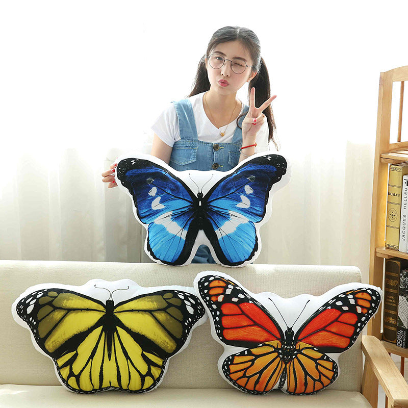 HKM-359379 Butterfly-Shaped Siesta Pillow in Orange, Blue, and Yellow - Soft Plush with Eco-Friendly Filling