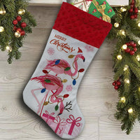 HKM-359379 Flamingo-Themed Holiday Christmas Stocking - Decorative Cloth Pendant, 46 x 28 CM