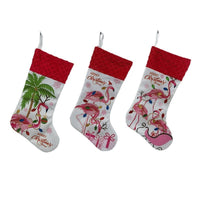 HKM-359379 Flamingo-Themed Holiday Christmas Stocking - Decorative Cloth Pendant, 46 x 28 CM