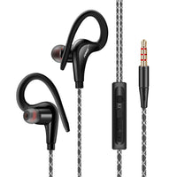 HKM-359443 Wired Sports Headphones with Microphone for Computer and Cellphone, Ear-mounted Design, 1.2m Length