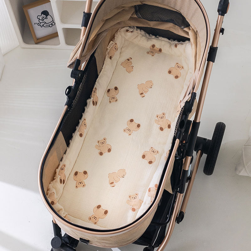 HKM-359571 Cotton Infant Stroller Cushion Mat with Non-Slip Design in Assorted Colors and Patterns