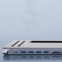 HKM-359635 12-in-1 USB Extension Hub Docking Station, 0.22m Length, No External Power Required