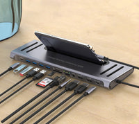 HKM-359635 12-in-1 USB Extension Hub Docking Station, 0.22m Length, No External Power Required