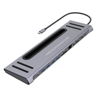 HKM-359635 12-in-1 USB Extension Hub Docking Station, 0.22m Length, No External Power Required