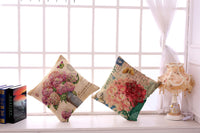 HKM-359635 Retro Flower Pattern Peach Skin Decorative Pillowcase - 45x45 cm