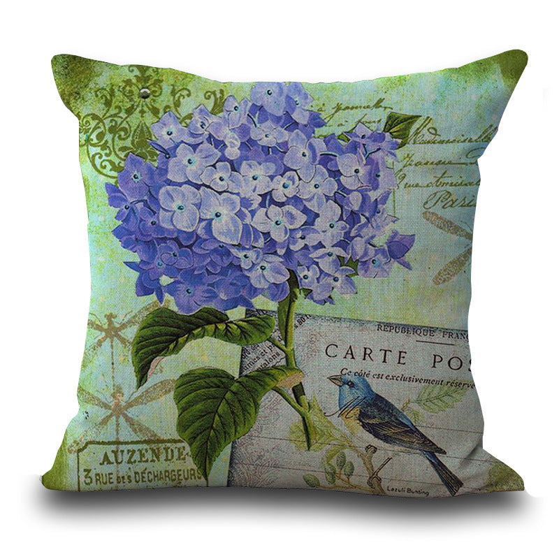 HKM-359635 Retro Flower Pattern Peach Skin Decorative Pillowcase - 45x45 cm