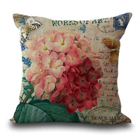 HKM-359635 Retro Flower Pattern Peach Skin Decorative Pillowcase - 45x45 cm