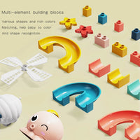 HKM-359827 155-Piece DIY Marble Race Building Blocks Set - Creative 3D Slide Track for Kids Ages 3 and Up