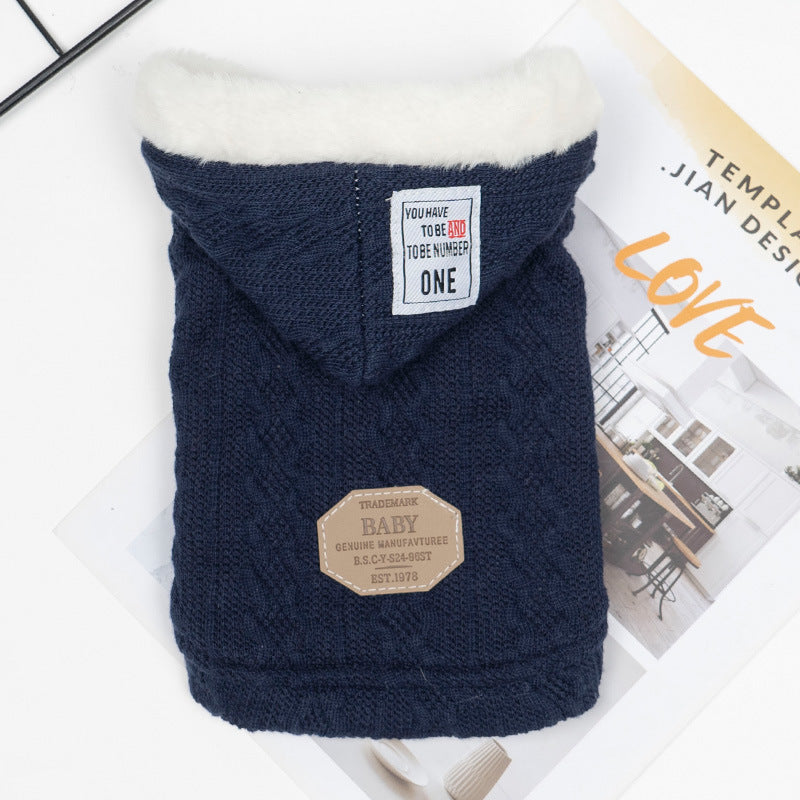 HKM-359827 Warm Hooded Sweater for Pets - Casual Plus Velvet and Classic Styles Available