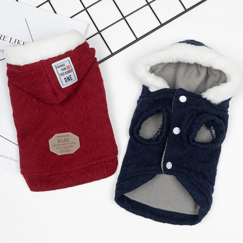 HKM-359827 Warm Hooded Sweater for Pets - Casual Plus Velvet and Classic Styles Available