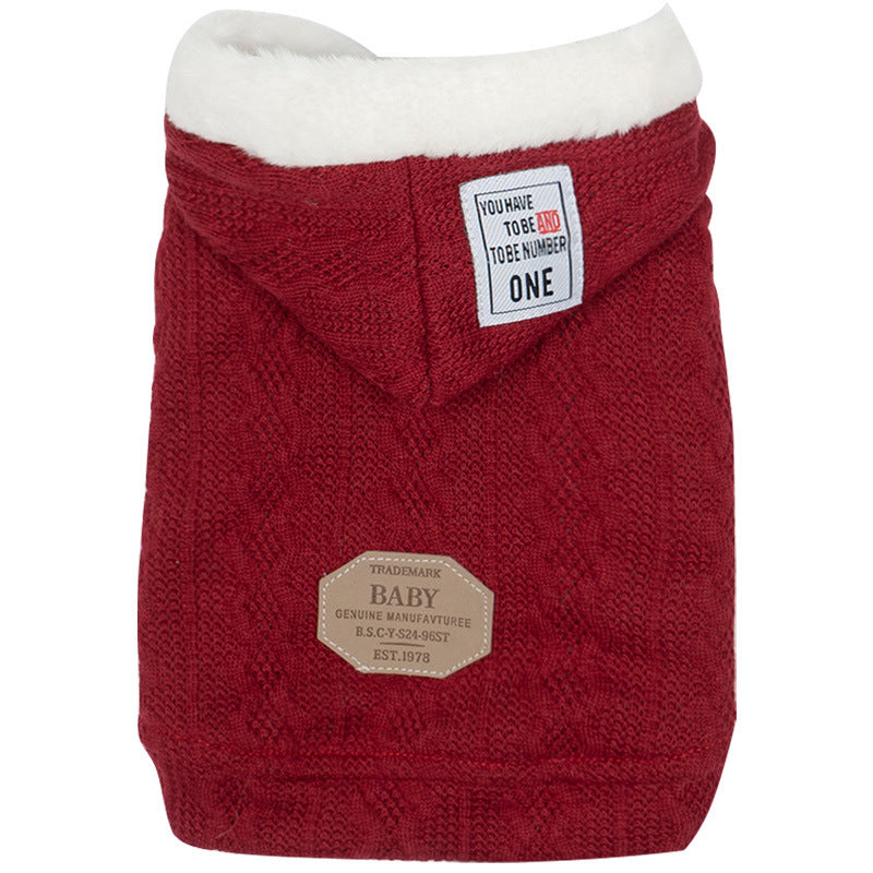 HKM-359827 Warm Hooded Sweater for Pets - Casual Plus Velvet and Classic Styles Available