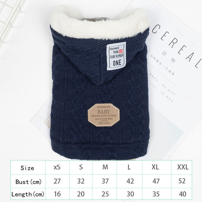 HKM-359827 Warm Hooded Sweater for Pets - Casual Plus Velvet and Classic Styles Available