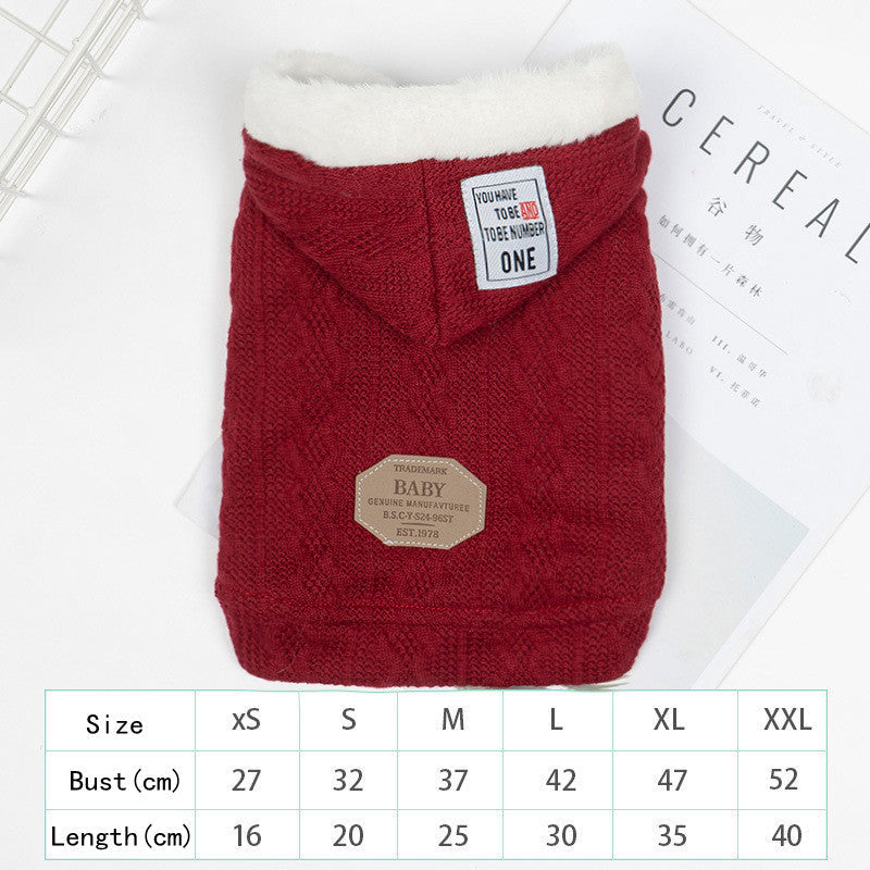HKM-359827 Warm Hooded Sweater for Pets - Casual Plus Velvet and Classic Styles Available