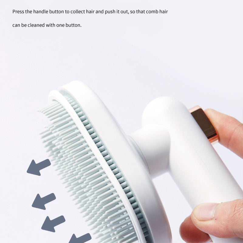 HKM-359955 Pet Grooming Brush for Cats and Dogs - Self-Cleaning High-Density Comb for Shedding and Hair Removal