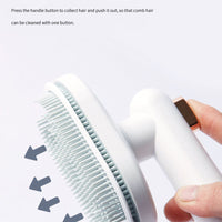 HKM-359955 Pet Grooming Brush for Cats and Dogs - Self-Cleaning High-Density Comb for Shedding and Hair Removal