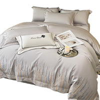 HKM-360083 Four-Piece Pure Cotton Bedding Set for Year-Round Comfort, Includes Quilt Cover, Bed Sheet, and Pillowcases