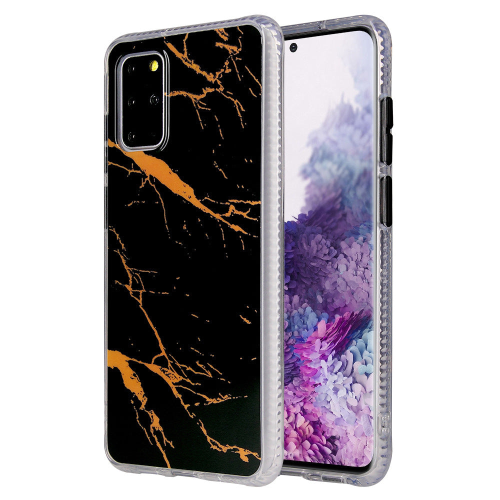 HKM-360339 Gold Marble Shell Phone Case for Samsung – TPU + PC, Starry Sky Design