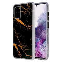 HKM-360339 Gold Marble Shell Phone Case for Samsung – TPU + PC, Starry Sky Design