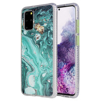 HKM-360339 Gold Marble Shell Phone Case for Samsung – TPU + PC, Starry Sky Design