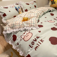 HKM-360403 Three-Piece Princess Heart Floral Bed Sheet Set for 1.2m to 2.0m Beds