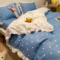 HKM-360403 Three-Piece Princess Heart Floral Bed Sheet Set for 1.2m to 2.0m Beds