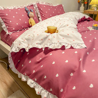HKM-360403 Three-Piece Princess Heart Floral Bed Sheet Set for 1.2m to 2.0m Beds