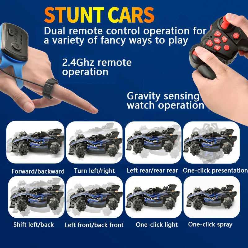 HKM-360659 4WD Stunt Spray Remote Control Karts with Gesture Sensor for Indoor-Outdoor Racing Fun