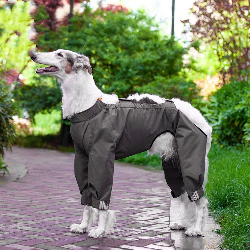 HKM-360659 Hooded Adjustable Raincoat for Medium to Large Dogs - Waterproof Four-Leg Design in Multiple Colors