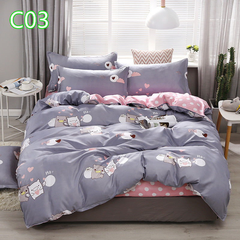 HKM-360723 Cute Cartoon Pattern Soft Quilt Cover and Pillowcase Set for Kids - Multiple Sizes Available