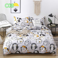 HKM-360723 Cute Cartoon Pattern Soft Quilt Cover and Pillowcase Set for Kids - Multiple Sizes Available