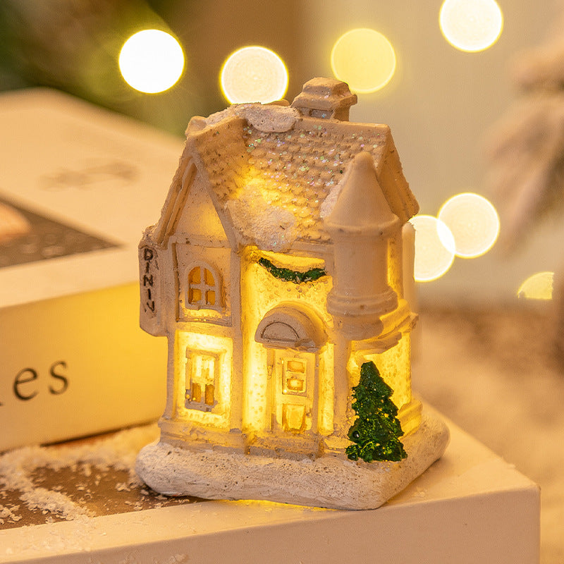 HKM-360851 LED Luminous Resin Christmas House Decorations – Various Styles