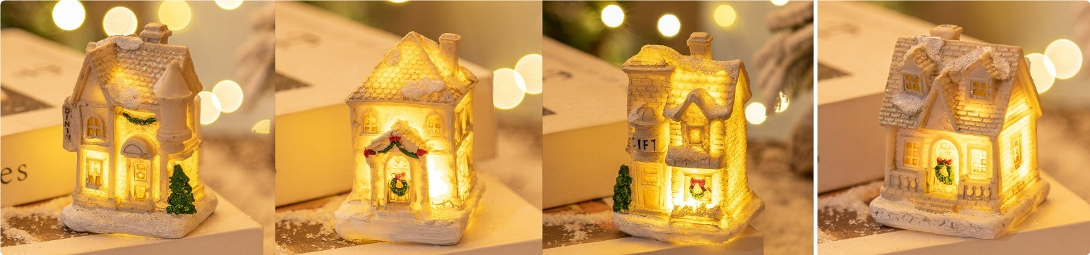 HKM-360851 LED Luminous Resin Christmas House Decorations – Various Styles