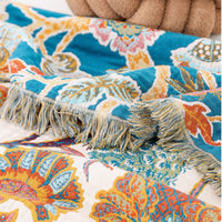 HKM-361235 Floral and Plant Design Woven Cotton Gauze Towel Blanket in Multiple Sizes
