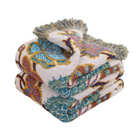 HKM-361235 Floral and Plant Design Woven Cotton Gauze Towel Blanket in Multiple Sizes