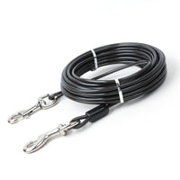 HKM-361363 Double Hook Wire Rope Dog Leash with Steel Wire and Plastic Sleeve - Multiple Colors Available